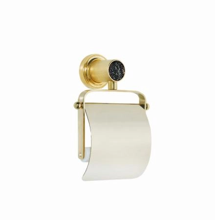 Держатель для туалетной бумаги Boheme с крышкой ROYALE CRISTAL BLACK GOLD 10921-G-B