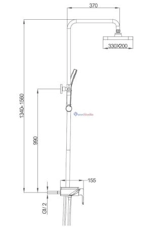 Душевая система Gappo G2496-19 оружейная сталь с изливом