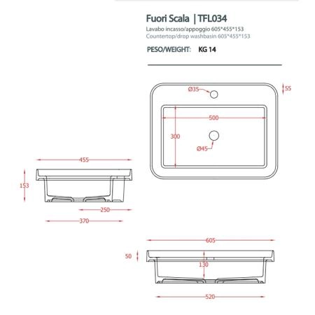 Artceram Fuori Scala Раковина 60х45 см, встраиваемая, с 1 отв.под смеситель,без перелива, цвет: matera