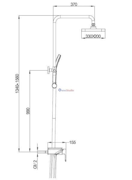 Душевая система Gappo G2496-19 оружейная сталь с изливом
