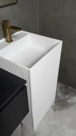 Раковина напольная Boheme рифленая Cube Corian 480*480*850 Matt White 802-R-MW