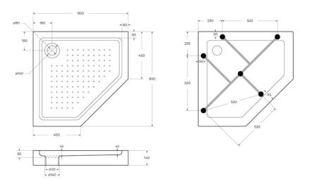 Поддон для душа BelBagno 90x90 прямоугольный акрил TRAY-BB-P-90-15-W