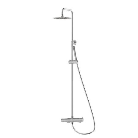 Newform X-STEEL 316 Душевая стойка с термо смес., верхний душ 25см, ручной душ, шланг 150 см, цвет: нержавеющая сталь