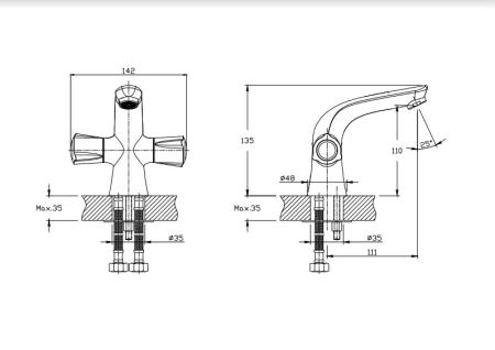 Cмеситель для раковины RUSH Pioneer PI7950-11 хром