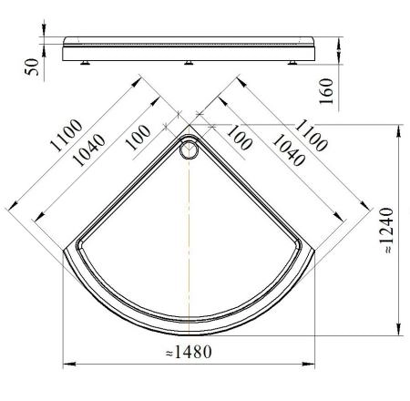 Поддон к душевому углу Найт 110 (радиальный поддон на раме-подставке с устройством слива)