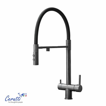Cмеситель для кухни Ceruttispa Торре GR (TORRE GR) из нержавеющей стали, цвет серый матовый