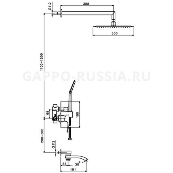 Душевая система Gappo G7107 хром