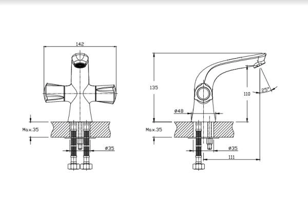 Cмеситель для раковины RUSH Pioneer PI7950-11 хром
