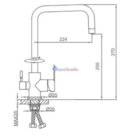 Смеситель для кухни Frap F43801-6 с краном для фильтр/воды черный
