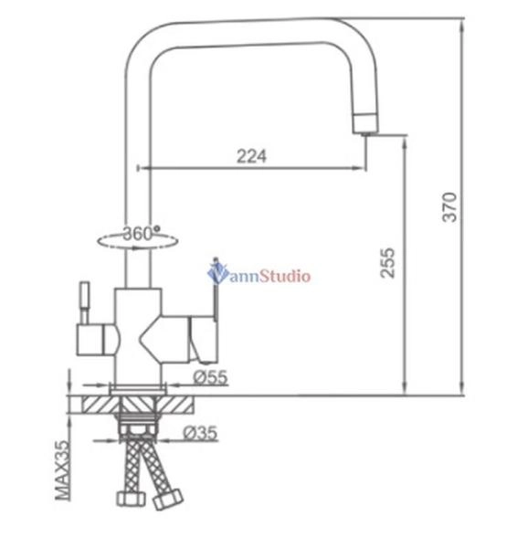 Смеситель для кухни Frap F43801-6 с краном для фильтр/воды черный