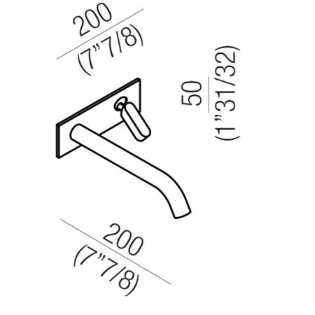 Agape Square Смеситель для раковины встроенный, однорычажный, излив: 20см, цвет: сатин