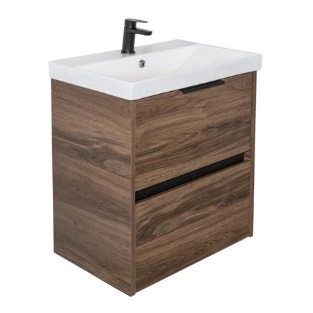 Тумба с Раковиной Comforty Селенга-60 00-00021874 Дуб тёмно-коричневый с раковиной CF19696BX-60