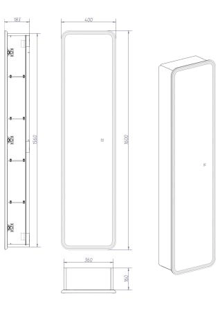 Зеркало пенал Континент Lorenzo LED 400х1600 с подсветкой MBK009