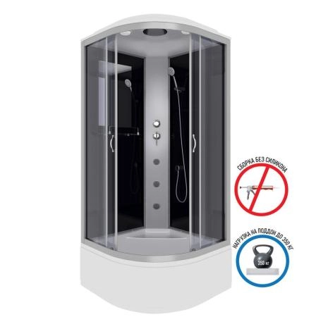 Душевая кабина Niagara NG-2507-14G 800х800х2150 высокий поддон 40см стекло тонированное