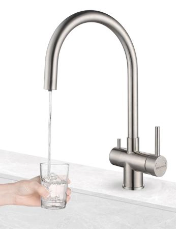 Смеситель для кухни Paulmark Heller брашированная сталь He213218-SS, под фильтр