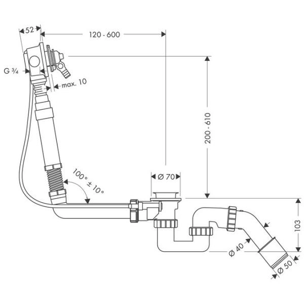 Слив перелив Hansgrohe Exafill S 58126180