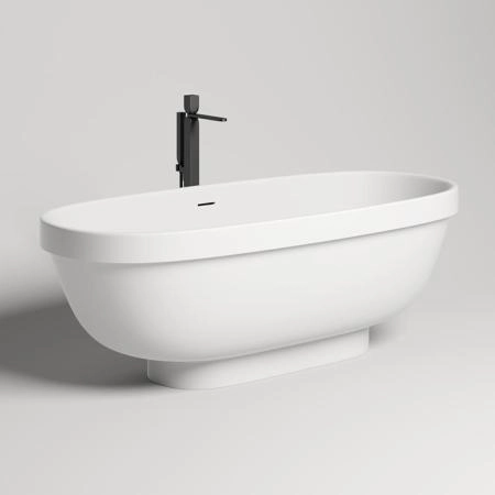 Salini GRECA Ванна отдельностоящая 1800х800х610мм, донный клапан, сифон, интегр. слив-перелив, мат-л: S-stone -матовый;, белый. Фурнитура: белая.