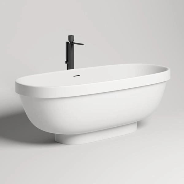 Salini GRECA Ванна отдельностоящая 1800х800х610мм, донный клапан, сифон, интегр. слив-перелив, мат-л: S-stone -матовый;, белый. Фурнитура: белая.