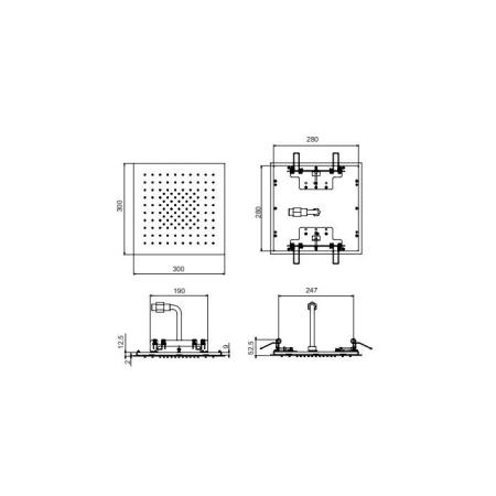Fantini Acquafit Верхний душ 30х30см., потолочный, цвет: Matt British Gold PVD