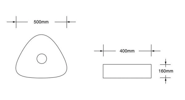 Раковина Cerutti SPA CR0021C накладная, белая, треугольная 500х400х160