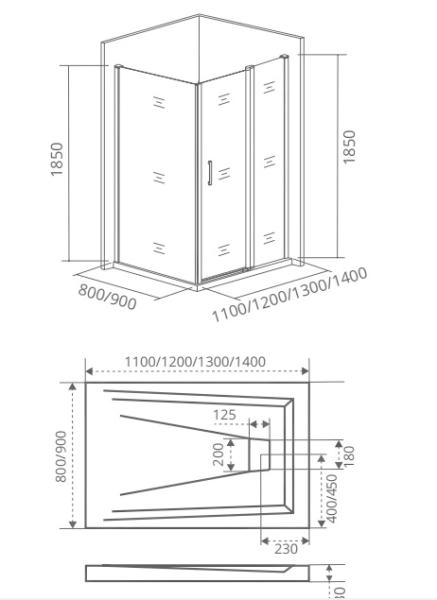 Боковая стенка GOOD DOOR Infinity SP-80-G-CH 80x175 см
