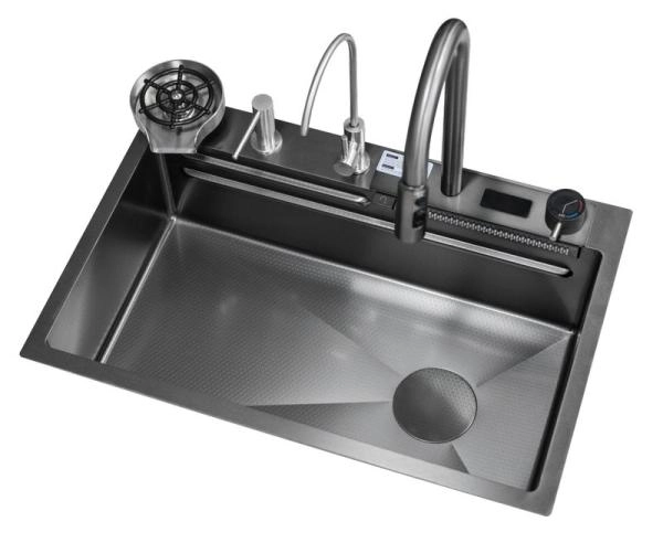 Мойка кухонная Esbano GEYSERUS-2 680х450х220 оружейная сталь PVD покрытие