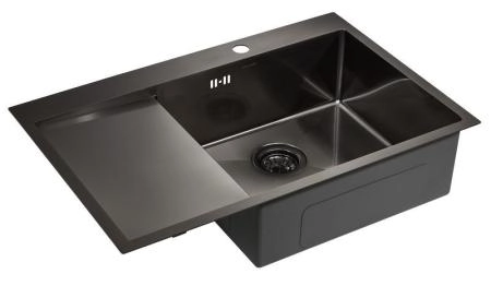 Кухонная мойка Paulmark ATLAN R PM217851-GMR вороненая сталь правая 780х10мм нерж. Сталь
