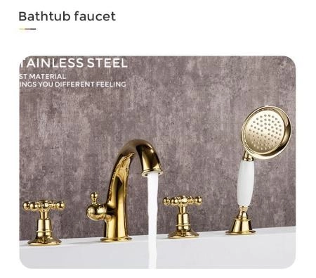 Смеситель Gappo G1189-6 на борт ванны 4 отверстия, золото