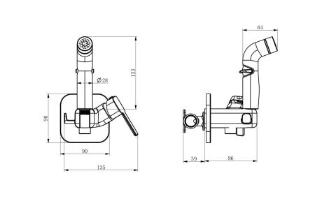 Смеситель c гигиеническим душем RUSH Capri встраиваемый (CA1435-99)