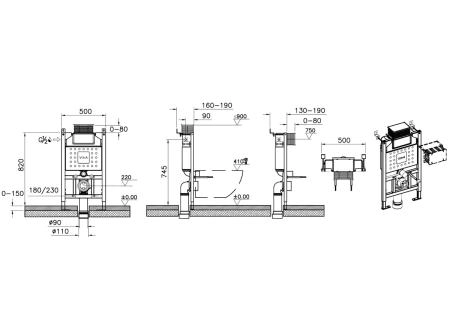 Инсталляция для подвесного унитаза VitrA Unity 761-5805-01 без кнопки смыва