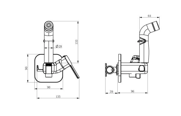 Смеситель c гигиеническим душем RUSH Capri встраиваемый (CA1435-99)