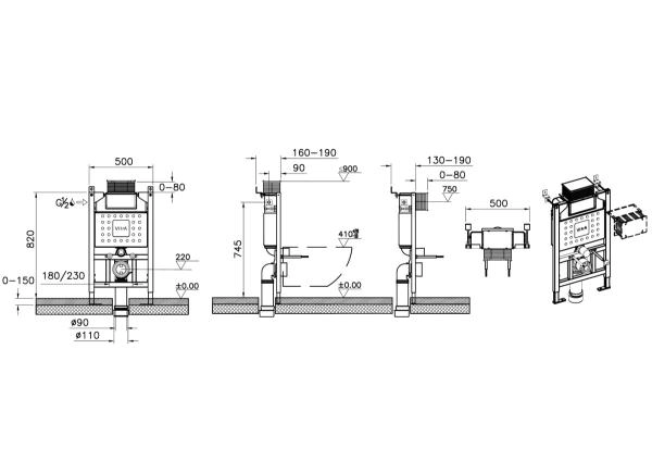 Инсталляция для подвесного унитаза VitrA Unity 761-5805-01 без кнопки смыва