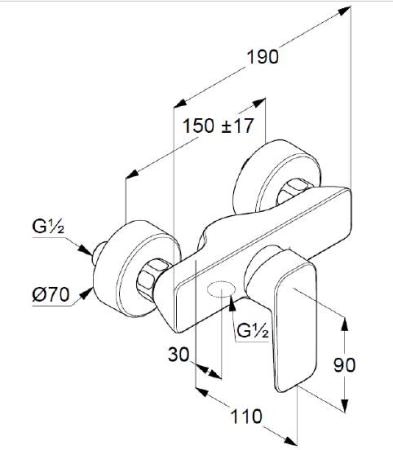 Смеситель для душа Kludi Pure&Style 408410575