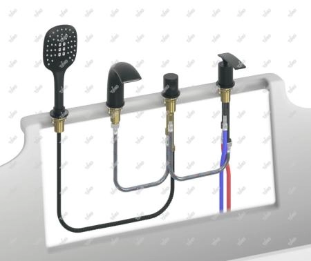 Смеситель для ванны с душем на бот ванны 4 отв., Timo Helmi 4020/03Y черный