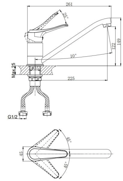 Смеситель для кухни RUSH Jawa с поворотным изливом (JA0735-26)