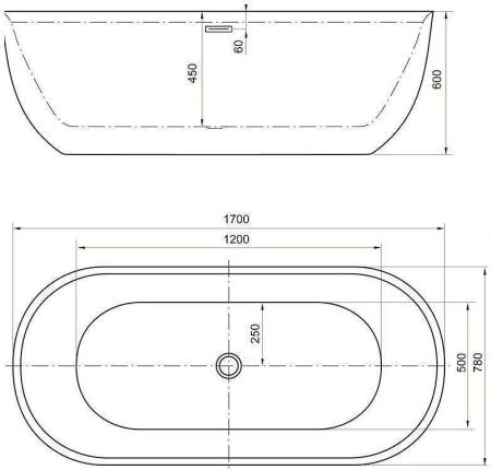 Акриловая ванна Aquanet Delight 170x78 черный матовый