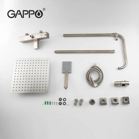 Душевая система Gappo G2499-40 термостат поворотный излив сатин верхний душ 30x30