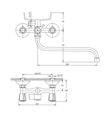 Cмеситель для ванны RUSH Pioneer PI7950-51 хром