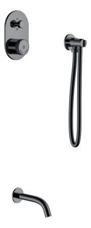 Смеситель встроенный + излив + держатель лейки + шланг Boheme TECH Shine Gun Metal 154-SGM