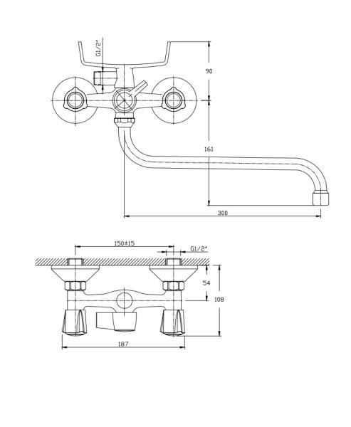 Cмеситель для ванны RUSH Pioneer PI7950-51 хром