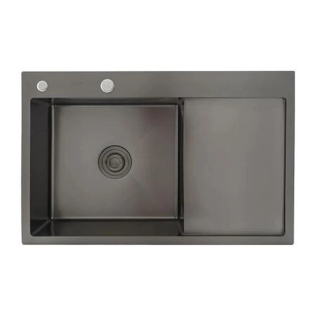 Кухонная мойка Gappo GS7850-6L 780x500x215mm 0.8мм с коландером Черный чаша слева