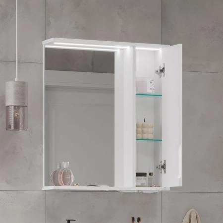 Зеркало-шкаф с LED подсветкой Volna Lake 60 правое (белый)