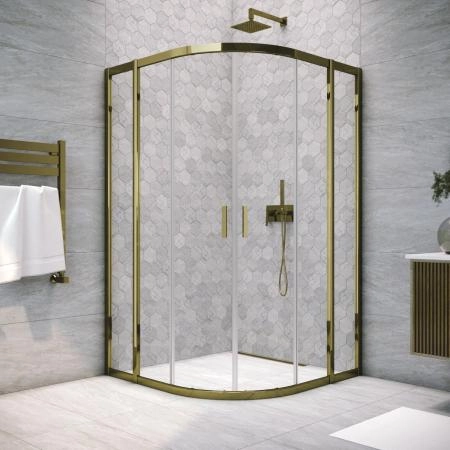 Душевой уголок Vegas-glass ZS TUR NOVO 110 05 01, профиль бронза, стекло прозрачное