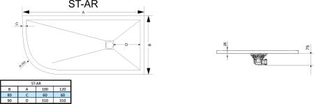 Поддон для душа RGW STone Tray 16154128-01R 120x80 см (литьевой мрамор) правый