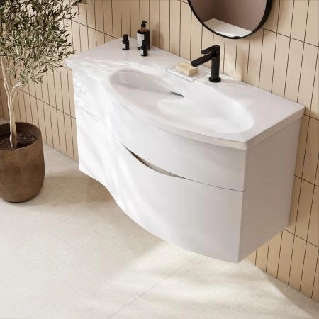 Раковина Kerama Marazzi RIVA РИВА RV.wb.100Rh мебельная правая с крепежом 100, белая глянцевая