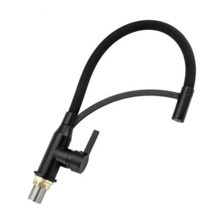 Смеситель для кухни Frap F4552-6 с гибким изливом, черный матовый