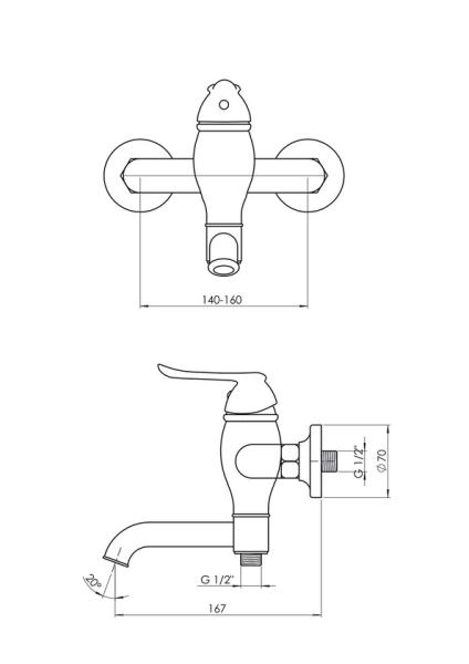 Смеситель для ванны GPD TAURO MBB150 хром