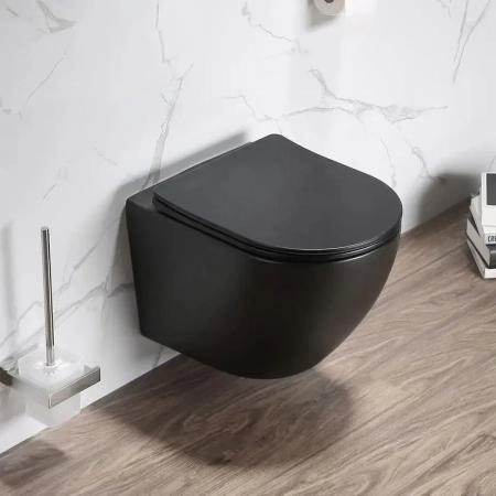 Унитаз Cerutti SPA TICINO Aria MB подвесной безободковый черный матовый CT8918 (485х365х350)