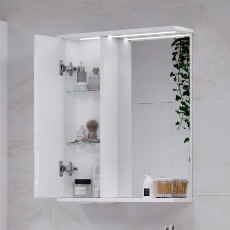 Зеркало-шкаф с LED подсветкой Volna Joli 50 левое (белый)
