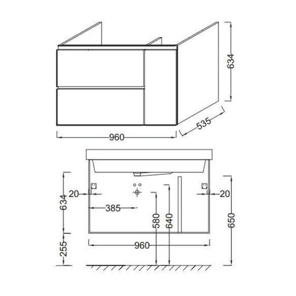 Тумба под раковину Jacob Delafon SOPRANO EB1334-E10 96 см цвет квебекский дуб